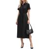 image:imageArachampCloz Womens Linen with Pockets Midi Summer Spring Shirt Dress 2026Black