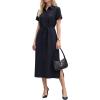 image:imageArachampCloz Womens Linen with Pockets Midi Summer Spring Shirt Dress 2026Navy