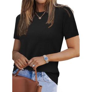 image:imageArachampCloz Womens Lightweight Wool Blend Short Sleeve Sweater Top Business CasualBlack