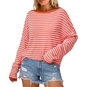image:imageArachampCloz Womens Oversized Linen Blend Beach Vacation Cover Up Summer Casual Off Shoulder Tops 2026Coral Pink