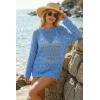 image:imageArachampCloz Womens 100 Cotton Swimsuit Cover Up Off Shoulder Boat Neck Oversized Breathable Beach Crochet Summer 2026Blue