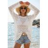 image:imageArachampCloz Womens 100 Cotton Swimsuit Cover Up Off Shoulder Boat Neck Oversized Breathable Beach Crochet Summer 2026White