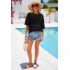 image:imageArachampCloz Womens Linen Blend Short Sleeve Crochet Tops Boho Hollow Out Casual Shirts Beach Resort Wear Trendy Summer 2026Black