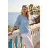 image:imageArachampCloz Womens Linen Blend Short Sleeve Crochet Tops Boho Hollow Out Casual Shirts Beach Resort Wear Trendy Summer 2026Blue