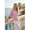 image:imageArachampCloz Womens Linen Blend Short Sleeve Crochet Tops Boho Hollow Out Casual Shirts Beach Resort Wear Trendy Summer 2026Pink