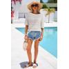 image:imageArachampCloz Womens Linen Blend Short Sleeve Crochet Tops Boho Hollow Out Casual Shirts Beach Resort Wear Trendy Summer 2026White