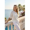 image:imageArachampCloz Womens Linen Blend Short Sleeve Crochet Tops Boho Hollow Out Casual Shirts Beach Resort Wear Trendy Summer 2026White
