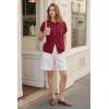 image:imageArachampCloz Womens Wool Blend Oversized Lightweight Cardigan Short Sleeve Summer Casual Sweaters TopsBurgundy