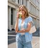 image:imageArachampCloz Womens Wool Blend Oversized Lightweight Cardigan Short Sleeve Summer Casual Sweaters TopsLight Blue