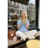image:imageArachampCloz Womens Wool Blend Oversized Lightweight Cardigan Short Sleeve Summer Casual Sweaters TopsLight Blue