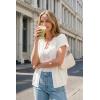 image:imageArachampCloz Womens Wool Blend Oversized Lightweight Cardigan Short Sleeve Summer Casual Sweaters TopsOffwhite