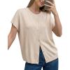 image:imageArachampCloz Womens Wool Blend Oversized Lightweight Cardigan Short Sleeve Summer Casual Sweaters TopsApricot