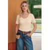 image:imageArachampCloz Womens 100 Cotton Short Sleeve Sweater Pullover Scoop Neck Lightweight Business Casual Outfits Spring Tops 2026Apricot