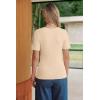 image:imageArachampCloz Womens 100 Cotton Short Sleeve Sweater Pullover Scoop Neck Lightweight Business Casual Outfits Spring Tops 2026Apricot