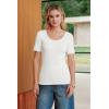 image:imageArachampCloz Womens 100 Cotton Short Sleeve Sweater Pullover Scoop Neck Lightweight Business Casual Outfits Spring Tops 2026Beige