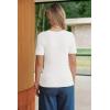 image:imageArachampCloz Womens 100 Cotton Short Sleeve Sweater Pullover Scoop Neck Lightweight Business Casual Outfits Spring Tops 2026Beige
