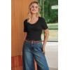 image:imageArachampCloz Womens 100 Cotton Short Sleeve Sweater Pullover Scoop Neck Lightweight Business Casual Outfits Spring Tops 2026Black