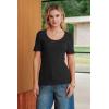 image:imageArachampCloz Womens 100 Cotton Short Sleeve Sweater Pullover Scoop Neck Lightweight Business Casual Outfits Spring Tops 2026Black