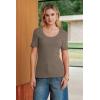 image:imageArachampCloz Womens 100 Cotton Short Sleeve Sweater Pullover Scoop Neck Lightweight Business Casual Outfits Spring Tops 2026Coffee
