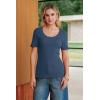 image:imageArachampCloz Womens 100 Cotton Short Sleeve Sweater Pullover Scoop Neck Lightweight Business Casual Outfits Spring Tops 2026Navy