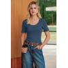 image:imageArachampCloz Womens 100 Cotton Short Sleeve Sweater Pullover Scoop Neck Lightweight Business Casual Outfits Spring Tops 2026Navy