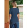 image:imageArachampCloz Womens 100 Cotton Short Sleeve Sweater Pullover Scoop Neck Lightweight Business Casual Outfits Spring Tops 2026Navy
