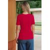 image:imageArachampCloz Womens 100 Cotton Short Sleeve Sweater Pullover Scoop Neck Lightweight Business Casual Outfits Spring Tops 2026Red