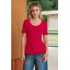 image:imageArachampCloz Womens 100 Cotton Short Sleeve Sweater Pullover Scoop Neck Lightweight Business Casual Outfits Spring Tops 2026Red