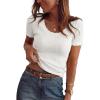 image:imageArachampCloz Womens 100 Cotton Short Sleeve Sweater Pullover Scoop Neck Lightweight Business Casual Outfits Spring Tops 2026Beige
