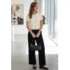 image:imageArachampCloz Womens 100 Cotton Contrast Trim Button Front Cropped Cardigan Sweater Work Tops 2026Apricot