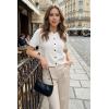image:imageArachampCloz Womens 100 Cotton Contrast Trim Button Front Cropped Cardigan Sweater Work Tops 2026Beige