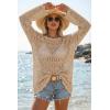 image:imageArachampCloz Womens 100 Cotton Oversized Swimsuit Cover Up Off Shoulder Boat Neck Breathable Beach Crochet Summer 2026Apricot
