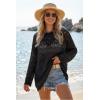 image:imageArachampCloz Womens 100 Cotton Oversized Swimsuit Cover Up Off Shoulder Boat Neck Breathable Beach Crochet Summer 2026Black