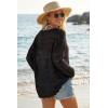 image:imageArachampCloz Womens 100 Cotton Oversized Swimsuit Cover Up Off Shoulder Boat Neck Breathable Beach Crochet Summer 2026Black