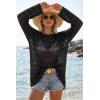 image:imageArachampCloz Womens 100 Cotton Oversized Swimsuit Cover Up Off Shoulder Boat Neck Breathable Beach Crochet Summer 2026Black