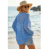 image:imageArachampCloz Womens 100 Cotton Oversized Swimsuit Cover Up Off Shoulder Boat Neck Breathable Beach Crochet Summer 2026Blue