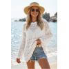 image:imageArachampCloz Womens 100 Cotton Oversized Swimsuit Cover Up Off Shoulder Boat Neck Breathable Beach Crochet Summer 2026White