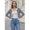 image:imageArachampCloz 100 Cotton Cropped Cardigan for Women Button Up Lightweight Sweater Plaid Knit Tops 2026Black