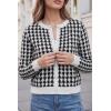 image:imageArachampCloz 100 Cotton Cropped Cardigan for Women Button Up Lightweight Sweater Plaid Knit Tops 2026Black