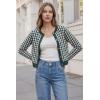 image:imageArachampCloz 100 Cotton Cropped Cardigan for Women Button Up Lightweight Sweater Plaid Knit Tops 2026Green