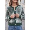 image:imageArachampCloz 100 Cotton Cropped Cardigan for Women Button Up Lightweight Sweater Plaid Knit Tops 2026Green