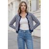 image:imageArachampCloz 100 Cotton Cropped Cardigan for Women Button Up Lightweight Sweater Plaid Knit Tops 2026Navy