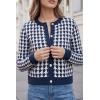 image:imageArachampCloz 100 Cotton Cropped Cardigan for Women Button Up Lightweight Sweater Plaid Knit Tops 2026Navy
