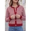 image:imageArachampCloz 100 Cotton Cropped Cardigan for Women Button Up Lightweight Sweater Plaid Knit Tops 2026Red