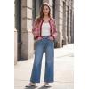 image:imageArachampCloz 100 Cotton Cropped Cardigan for Women Button Up Lightweight Sweater Plaid Knit Tops 2026Red