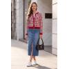 image:imageArachampCloz 100 Cotton Cropped Cardigan for Women Button Up Lightweight Sweater Plaid Knit Tops 2026Red