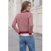 image:imageArachampCloz 100 Cotton Cropped Cardigan for Women Button Up Lightweight Sweater Plaid Knit Tops 2026Red