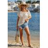 image:imageArachampCloz Womens Cotton Blend Crochet Cover Up Oversized Short Sleeve Mesh Casual Knit Beach Summer 2026Beige