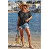 image:imageArachampCloz Womens Cotton Blend Crochet Cover Up Oversized Short Sleeve Mesh Casual Knit Beach Summer 2026Black
