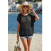 image:imageArachampCloz Womens Cotton Blend Crochet Cover Up Oversized Short Sleeve Mesh Casual Knit Beach Summer 2026Black